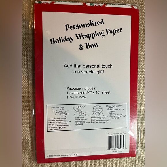 “ALEXANDRA” Personalized Christmas Wrapping Paper & Bow Multicolored Holiday Fun - Picture 3 of 3